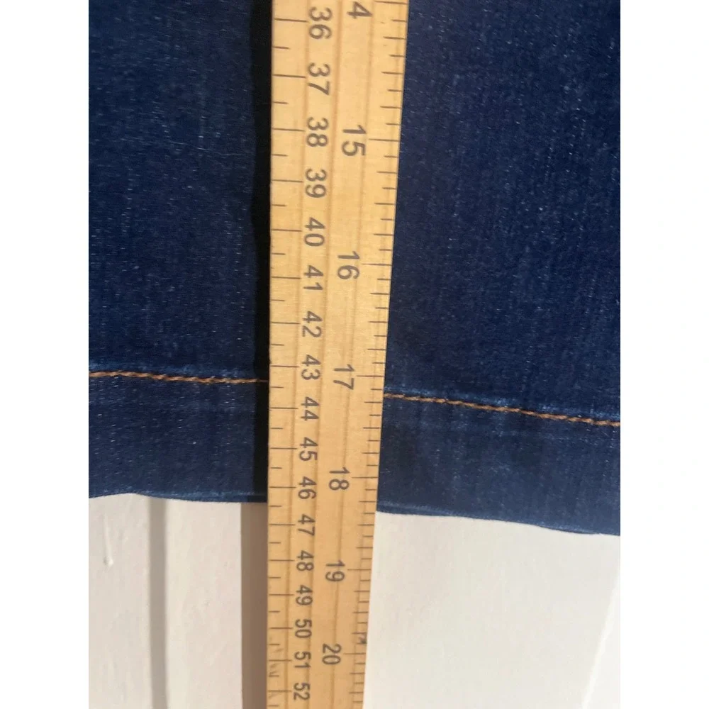 Loft Skirt Women 12 Dark Wash Denim Mini A-Line Gold Zip Pockets Casual Classic